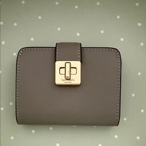 Kate Spade Taupe Leather Wallet with Gold Clasp